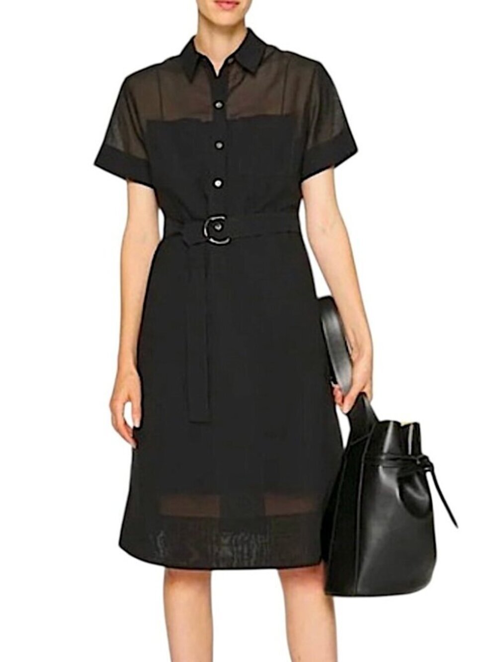 THEORY Layered Dress with Slip 2 Black